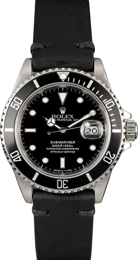 rolex submariner 16610 leather strap|rolex submariner 16610 price.